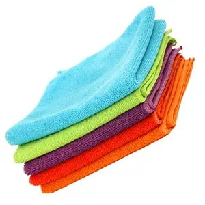 Auto Hub Microfiber Cleaning Cloth for Car, Home & Kitchen - Automotive Drying Towel for Cleaning, 340 GSM - 40 X 40 cm, Multicolor - Pack of 5