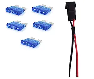 PBROS 5 Pieces 15 AMP Blade Fuse with Fuse Holder 12V Plastic Ceramic Blade Fuse Box
