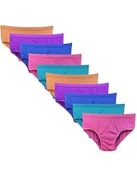 Elk Womens Brief 100% Cotton Ladies Plain Bright Panty Innerwear Outer Elastic 10 Piece Combo