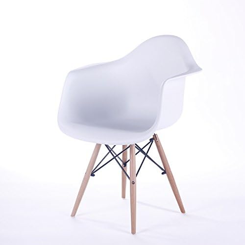 Inspired Eiffel Dining Office Lounge Chair Panton Chrone Wood Legs (White)