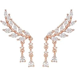 Flyonce Mujer Plata de ley 925 Pendientes Ala de Ángel con Zirconia Cúbica elíptico y redondo Colgante Elegante para regalo novia boda fiesta noche Oro rosa