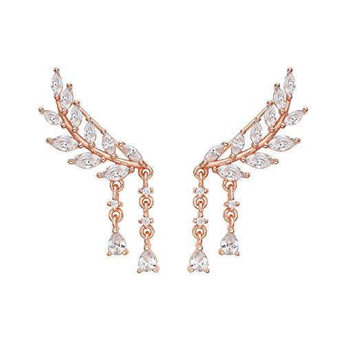 Flyonce Mujer Plata de ley 925 Pendientes Ala de Ángel con Zirconia Cúbica elíptico y redondo Colgante Elegante para regalo novia boda fiesta noche Oro rosa
