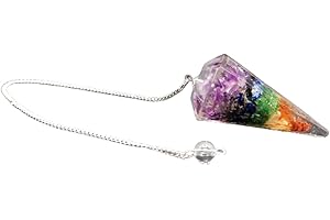 P&R:UK 7 Chakra Orgonite Pendulum, Energy Healing Crystal Dowsing, Spiritual Divination Tool, Chakra Balancing, Gemstone Infused, Powerful Meditation Aid, Radiant Aura Cleansing, Intuitive Insight Enhancer