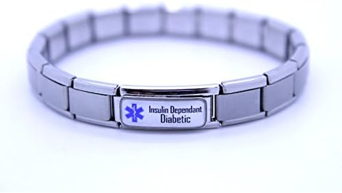 Insulin Dependant Diabetic Type 1 Medical Alert Bracelet Stainless Steel