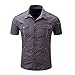 Produktbild Herren Hemd Klassisches Sommer Kurzarm Hemden T Shirt Einfarbige Splice Baumwolle Freizeithemd Zhen+ Männer Regular Fit Shirt Bluse Slim Fit Kurzarmhemd Oberteile für Freizeit Business Hochzeit