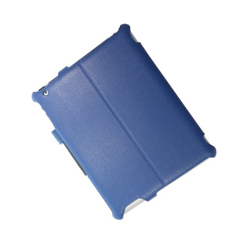 iPad 4 Hülle & iPad 3 Hülle | Smart Cover aufstellbar | Handschlaufe & Stylus-Halterung Luxus Leder für Apple Tablet 9 7 Zoll | Original Adento Marken-Design | Blau - 4