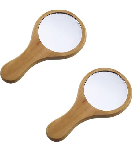 Runder Holz-Handspiegel Mit Griff – Vintage-Look Für Styling & Make-up