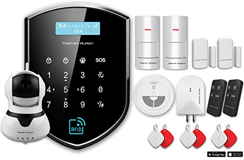 Preisvergleich Produktbild Tristan Auron Shield Watcher Kit V Alarmanlage fürs Haus, Bewegungsmelder, Rauchmelder, Überwachungskamera, Wlan, Handy App, RFID, GSM, Funk, Smart Home, drahtlos, Wifi, SMS und Anruf, Sicherheit