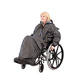 Homecraft, poncho imperméable pour fauteuil roulant, couverture intégrale, doublé, avec manches et ceinture élastiques pour un ajustement parfait, ouvertures pour accès aux poignées du fauteuil.