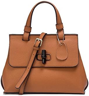 Viviesta Women's Real Leather Bamboo Lock Classy Elegant Top Handle Satchel Shoulder Bag Handbag