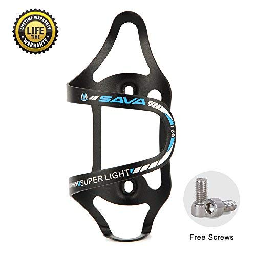Sava Bicicleta Portabidon de Agua para Bicicleta, Aluminio, Porta Botellas Bicicleta, Acceso Lateral para Botella, Portabidón para Bicicleta (Negro & Azul)