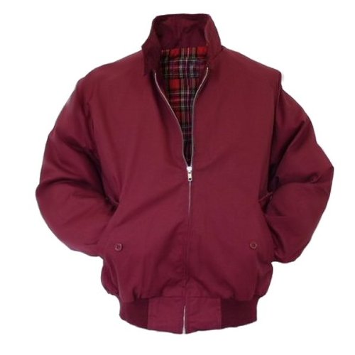 Relco - Chaqueta Harrington negra, roja o azul oscura, con forro de tartán rojo rojo oscuro XXL