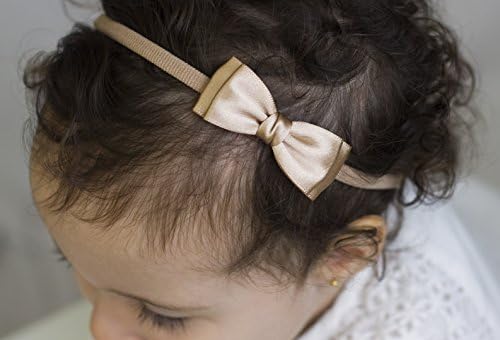Golden Beam Olivia Baby Bow Headband - Girls Headband - Olivia Satin Bow Handmade Headband - Baby to Adult Headband (Mocha)