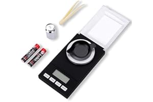 Szaerfa Digital Milligram Scale 50 X 0.001g - Mini High Precision Pocket Scales Lab Powder Jewelry Scale with Calibration Weights Tweezers & Weighing Pans
