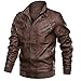Produktbild Felicove Herren Lederjacke Herbst Winter Vintage Reißverschluss Stehkragen Solide Kunstleder Mantel Wintermantel Winterjacke