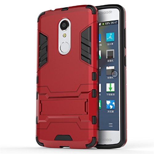 Bllosem ZTE Axon 7 mini Case Hybrid Dual Layer PC TPU Full Body Shock Resistant Armour with Kickstand Function Case for ZTE Axon 7 mini Red