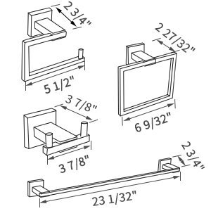 KES Baño 4 Piezas Hardware Set Accesorios SUS 304 Acero Inoxidable Montaje en Pared, Cepillado, LA242-42