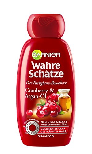 Garnier Wahre Schätze Shampoo, Intensive Haarpflege bis in die Spitzen, Schützt die Haarfarbe (mit Argan-Öl & Cranberry - für coloriertes oder gesträhntes Haar) 1 x 250 ml)