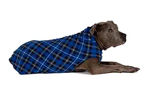 Gold Paw Stretch Fleece Dog Coat ? Soft, Warm Dog Clothes, Stretchy Pet Sweater ? Machine Washable, Eco Friendly ? All Season ? Sizes 2-33, Blue Plaid, Size 8