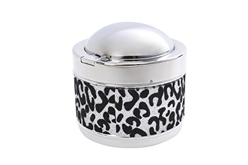 The Khan Outdoor & Lifestyle Company Quantum Abacus Cendrier Rond Anti-Vent en Alliage de Zinc, avec imprimé Fauve décoratif et Couvercle, Mod. 820-01 (DE)