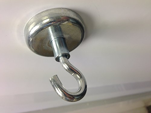 Supa-Mag Grade N35 Neodymium Pot Magnet 42mm Dia with Hook - 68Kg Max. Pull Strength
