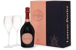 Laurent Perrier Cuvee Rose Non Vintage Champagne with Two Glasses Gift Pack, 75 cl
