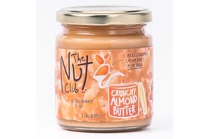 Crema de almendra crujiente 225gr |The Nut Club | Sin azúcares añadidos ni cacahuete | Almendras nacionales | 100% natural | Vegana | Sin aceite de palma | 100% almendra | Textura crujiente