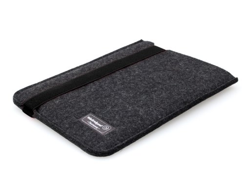 Waterkant Deichkönig Strap Wollfilz Tasche für iPad Pro, Sleeve in Grau mit schwarzem Gummiband - 3