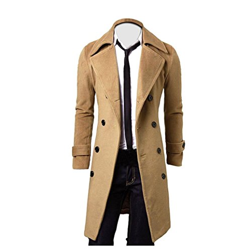 Preisvergleich Produktbild Kobay Winter Männer Herren Schlanker Stilvoller Trenchcoat Zweireiher Lange Jacke Parka