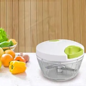 Anushka Communication Food Chopper, Compact & Powerful Manual Handy Plastic Chopper Held Vegetable Chopper/Blender to Chop Fruits and Vegetables. White (Size- 10.5x7 cm) ( 350ml)