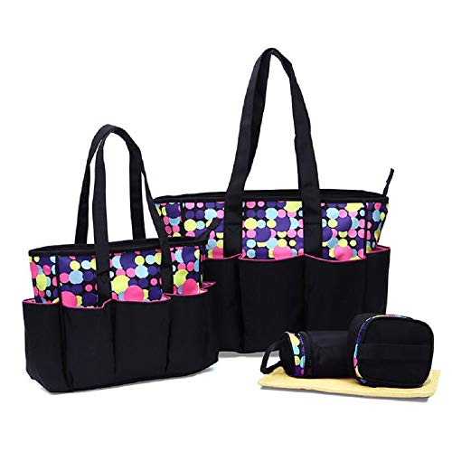HeiPlaine - Juego de 5 Bolsas para pañales con diseño de Punto para mamá, multibolsillo, Color Rosa