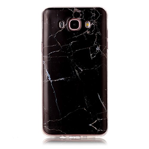 Cozy Hut Für Samsung Galaxy J7 2016 Handyhülle mit Marmor / Marble Design(schwarz / weiß) | Handytasche | | Schale | | Hülle | | Case | Handy-etui | TPU-Bumper | Soft Case | Schutzhülle Cover für den optimalen Schutz ihres Samsung Galaxy J7 2016(SM-J710) 5,5 Zoll – Schwarzer Marmor - 2
