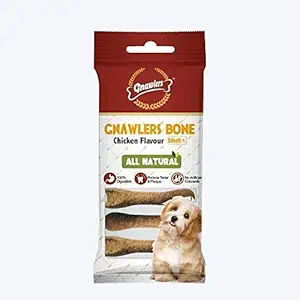 Gnawlers Dog Chicken Chew Bone, 100% Rawhide Free, Made up of Vegetable Protein, Natural Collagen, Best Healthy Dog Chew Bone to Enagage Your Dog, 3` inch, 6 in 1, 108gm, Pack of 2