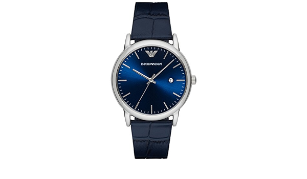 Emporio Armani ar2501 Orologio Orologio da uomo in pelle Bracciale acciaio  5 analogico Data Blu : Amazon.it: Orologi