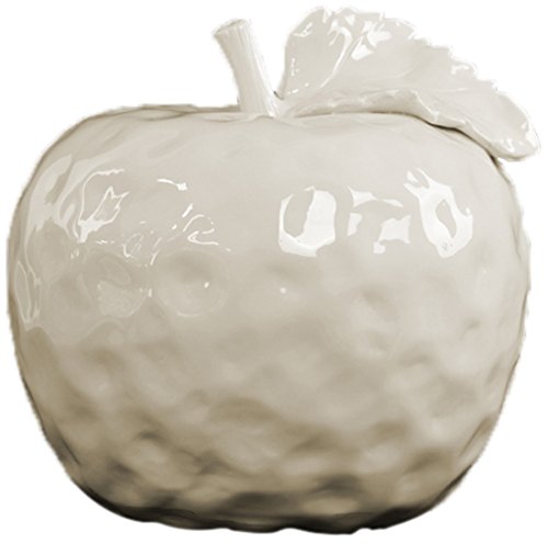 Urban TrendsCeramic Apple Figurine with Stem and Leaf Dimpled, Medium, Gloss Cream