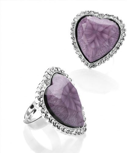 Divadoo Adjustable Purple Marbel Crystal Heart Ring