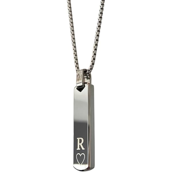Jovivi Collana Barra 3D Personalizzata Uomo Donna - Incidi Nome, Data O Coordinate In Acciaio Inox - Regalo Ideale Per Coppia, Amici, Famiglia - 3