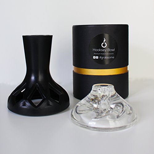 Hooksey Bowl Premium Shisha Kopf – hochwertige Verarbeitung aus Silikon und Glas (Schwarz) - 2