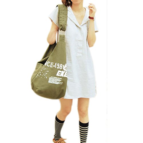 BXT NEW Fashion Women's Letter Canvas Bags Messenger Shoulder Handbags Casual Bag Tote - Green