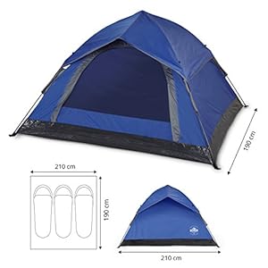 Lumaland Tenda da Campeggio Resistente e Leggera Pop Up per 3 Persone 215x195x120cm - immagine 5