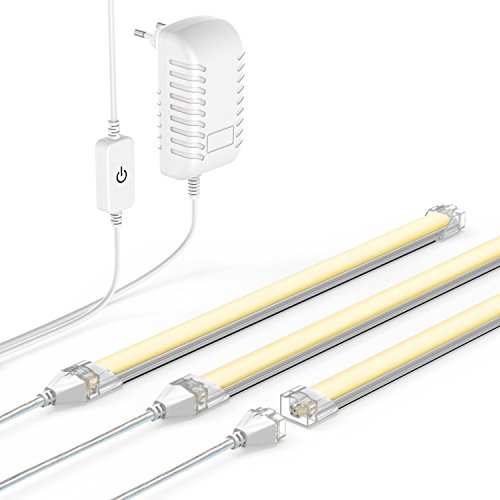 Preisvergleich Produktbild Lichtleiste, Unterschrankbeleuchtung, LED-Leuchten, OxyLED, dimmbar, Warmweiß, 3-teiliges Set, 14 W, 1600 Lumen, verlinkbar, mit Magnetstreifen für Küche, Esszimmer, Regal
