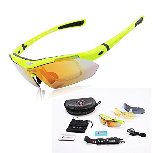 WOLFBIKE BYJ-013 Sonnenbrillen Polatizzati Außen Skilaufen Radfahren Fahrräder und andere Sport-Schutz mit 5 Wechselobjektiven
