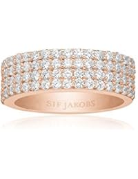 Sif Jacob joyas anillo Ladies corte Quattro - 18 K Rose plateado con zirkonia blanco