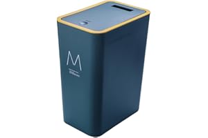 Katutude Abfalleimer mit Deckel für die Küche, 15L Kunststoff-Mülleimer mit Druckdeckel, Badezimmer-Mülleimer, Abfallkorb für Küche, Schmal, Hundfester Schlafzimmer-Mülleimer, WC, Büro