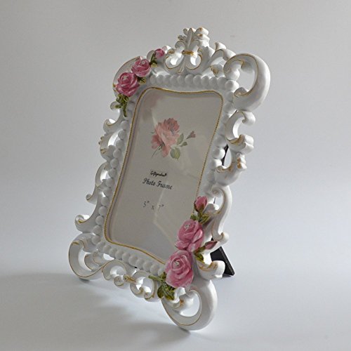 Giftgarden 13×18 Bilderrahmen mit Perlen und Rosen weiß - 8