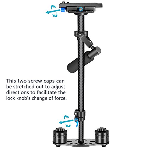 Neewer Carbon Fibre 60 Centim  tres Stabilisateur portable avec Plateau Rapide 1 4  et 3 8  Vis pour Canon Nikon Sony et d Autre DSLR Cam  ras Vid  o jusqu    6 6lbs   3 kg  Noir