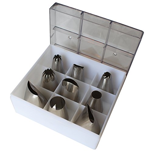 Großes 8teiliges Koch- Backset Spritzbeuteldüsen zur Tortendekoration, Zuckerguss, Glasur, Canapés von Kurtzy TM