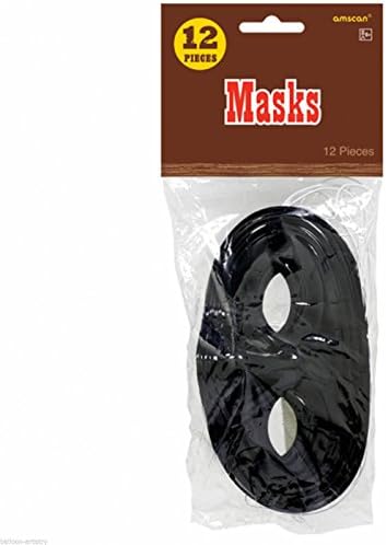 12 Black Bandit Ranger Wild West Western Fancy Dress Party Plastic Eye Masks