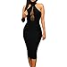 Produktbild BHYDRY Sexy Damen Bodycon Schulterfrei Rundhalsausschnitt Party Abend Schwarz Mini Kurzes KleidLarge,Schwarz