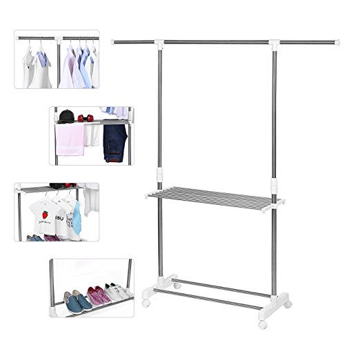 Songmics Kleiderständer Wäscheständer Mit Handtuchständer 90-155(L) X 41(W) X 93-168(H) cm LLR402 - 5